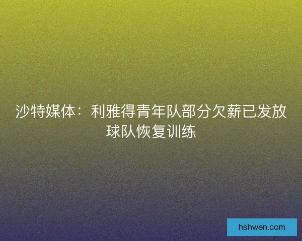沙特媒体：利雅得青年队部分欠薪已发放球队恢复训练